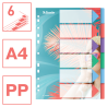 Przekładki Esselte Colour'Breeze A4 z indeksami, 6 przekładek, PP
