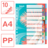 Przekładki Esselte Colour'Breeze A4 z indeksami, 10  przekładek, PP