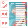 Przekładki Esselte Colour'Breeze A4 z indeksami,12  przekładek, PP