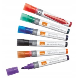 Markery suchościeralne NOBO Liquid Ink 6 kolorów
